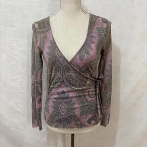 Y2K paisley pastel nylon mesh fairy-core blouse size medium